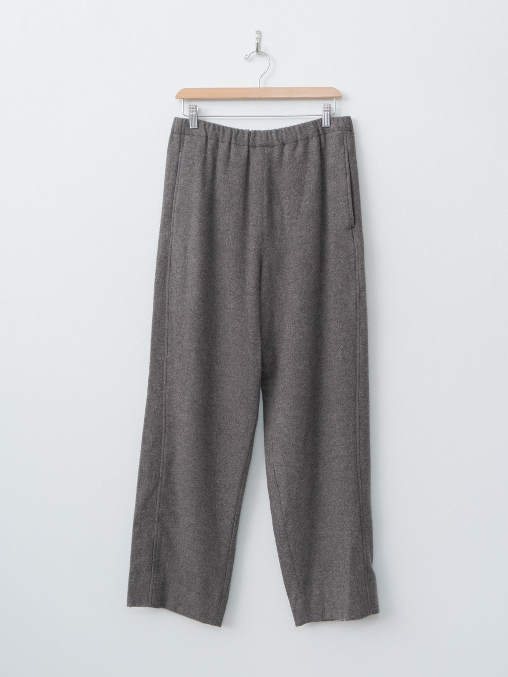 Wool Cashmere Fleece Easy Trouser - Gray Brown
