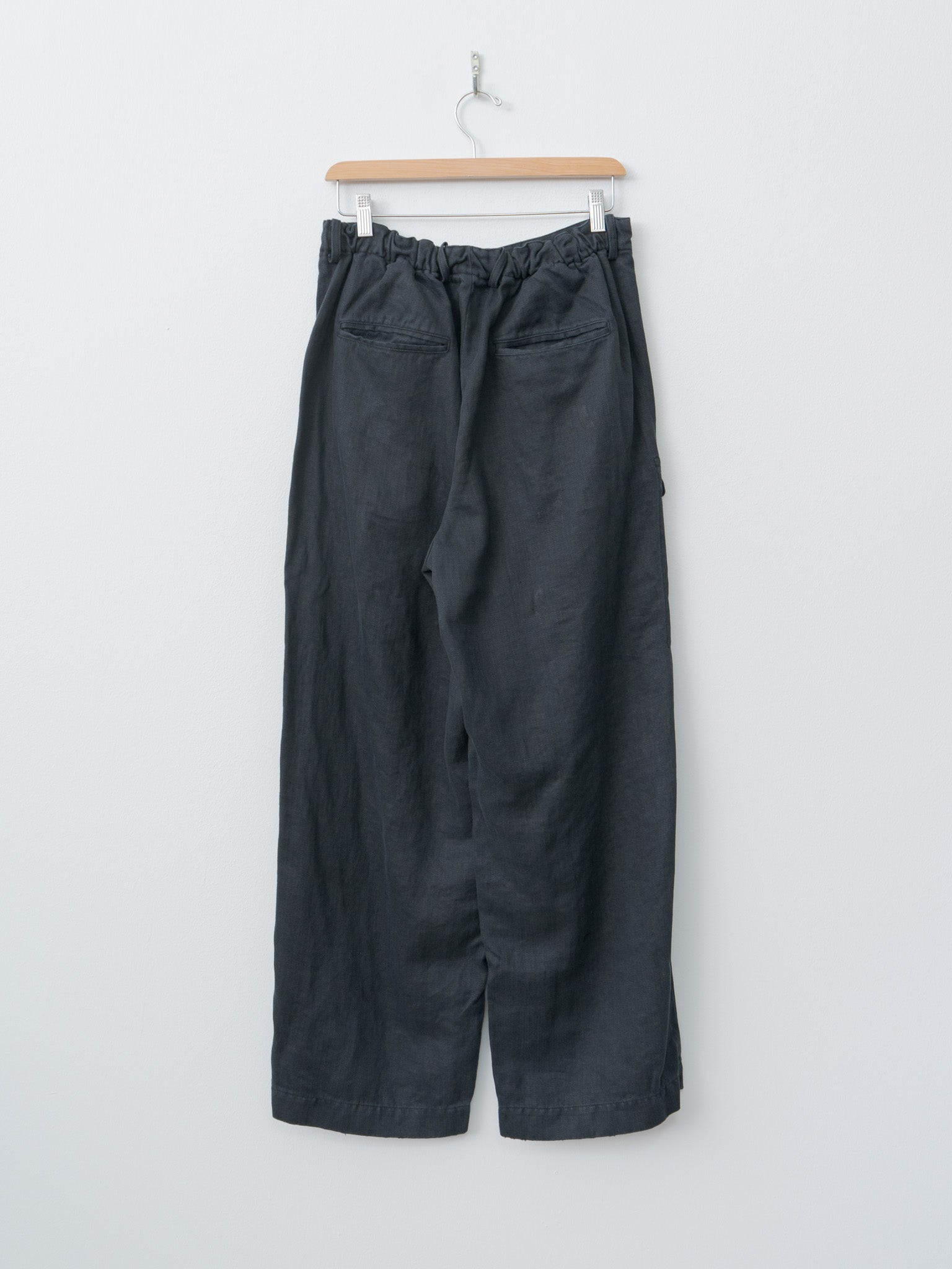 Heavy Linen Herringbone Trousers - Black
