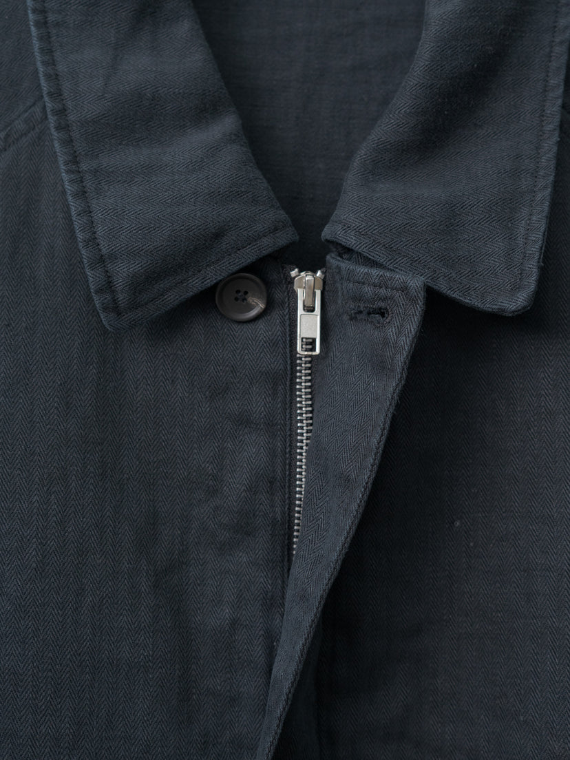 Namu Shop - ssstein Heavy Linen Herringbone Zip Jacket - Black