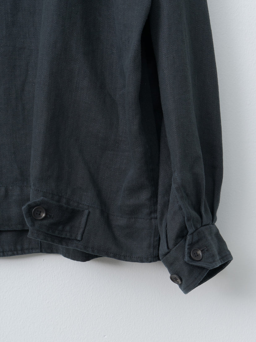 Namu Shop - ssstein Heavy Linen Herringbone Zip Jacket - Black