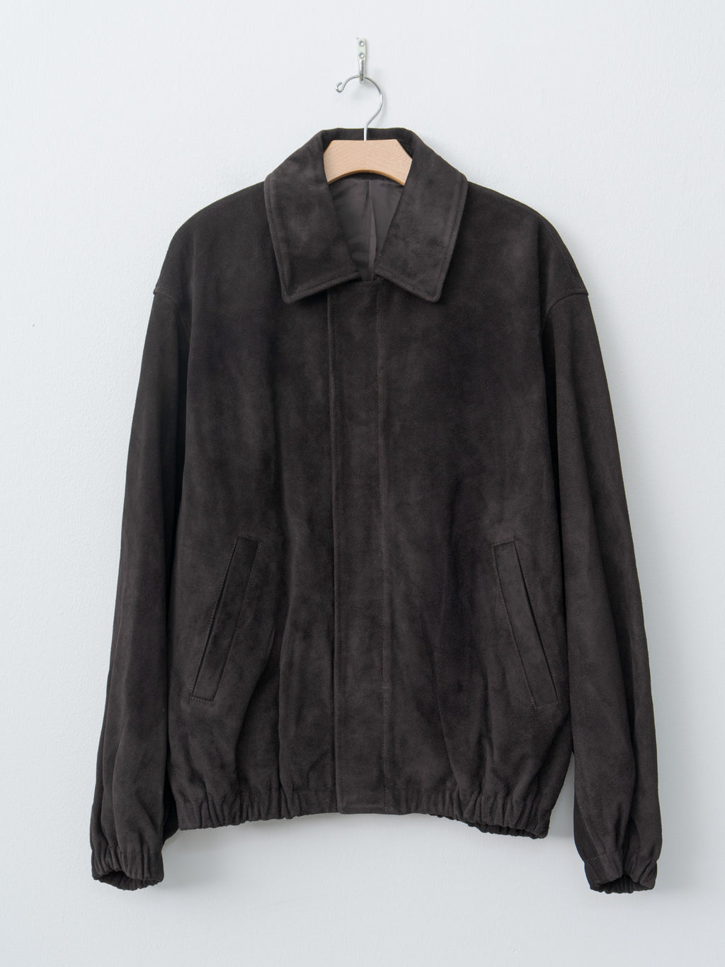 Suede Zip Short Jacket - Dark Brown