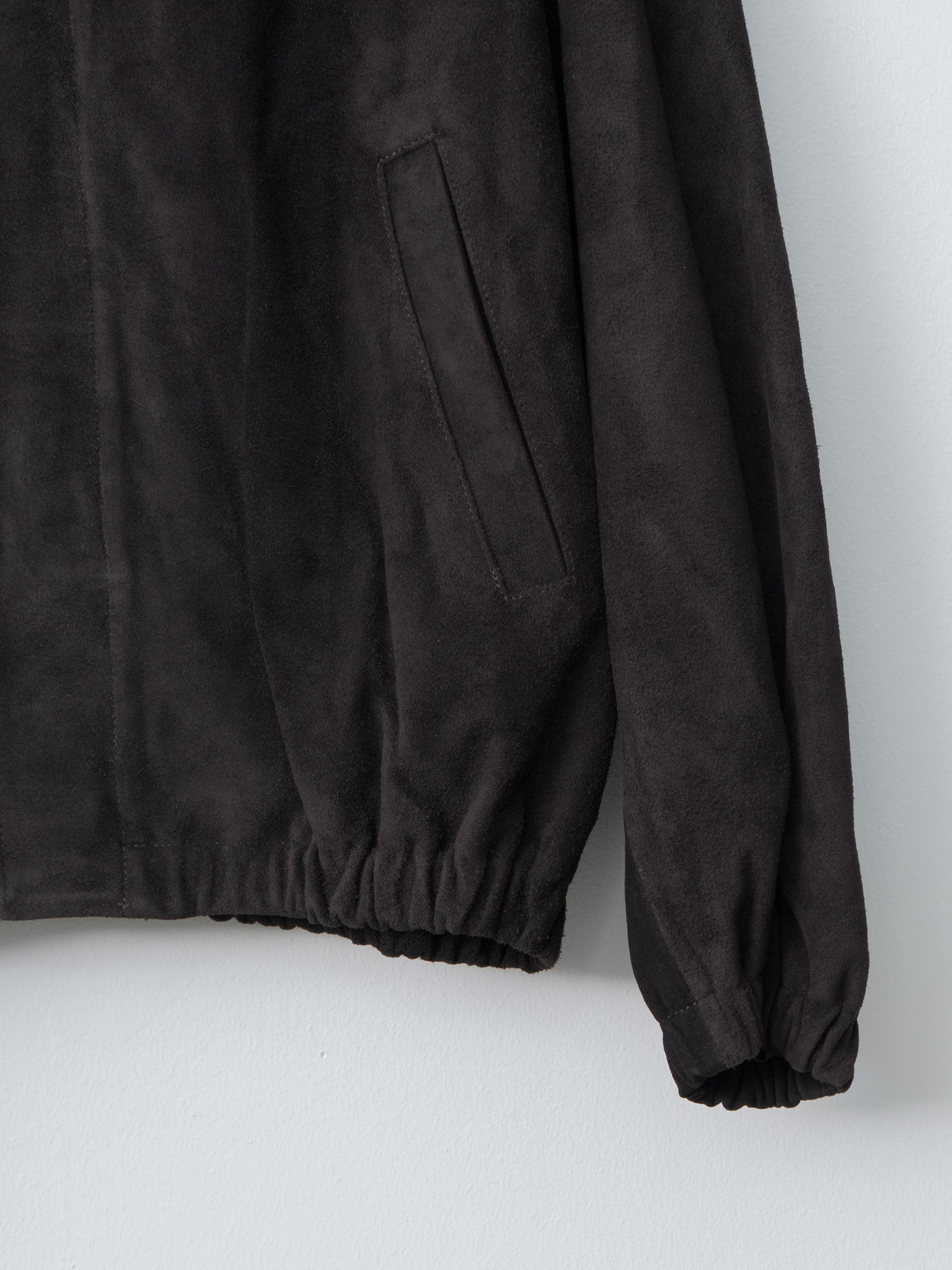 Suede Zip Short Jacket - Dark Brown