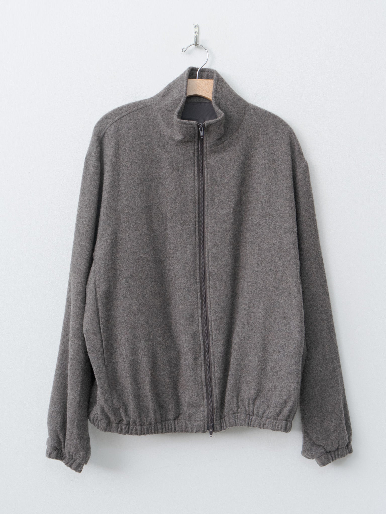 Wool Cashmere Fleece Zip Blouson - Grey Brown