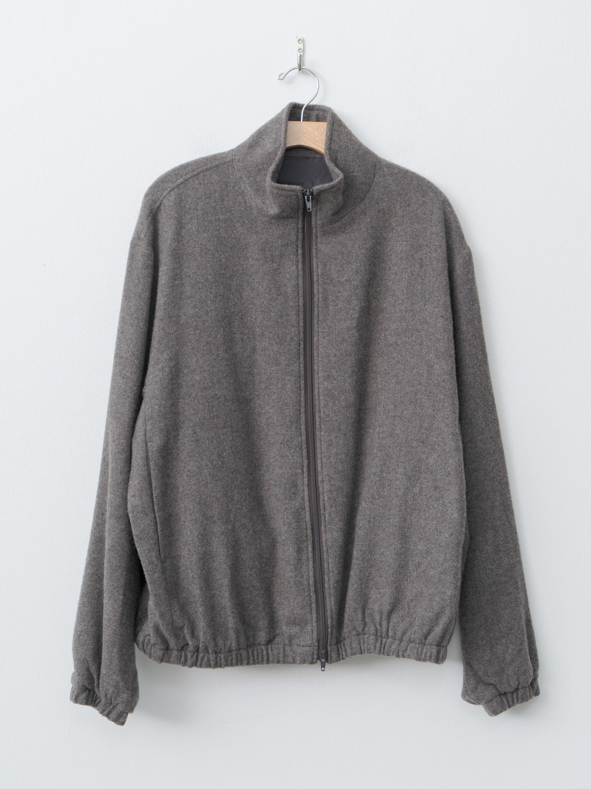 Namu Shop - ssstein Wool Cashmere Fleece Zip Blouson - Grey Brown