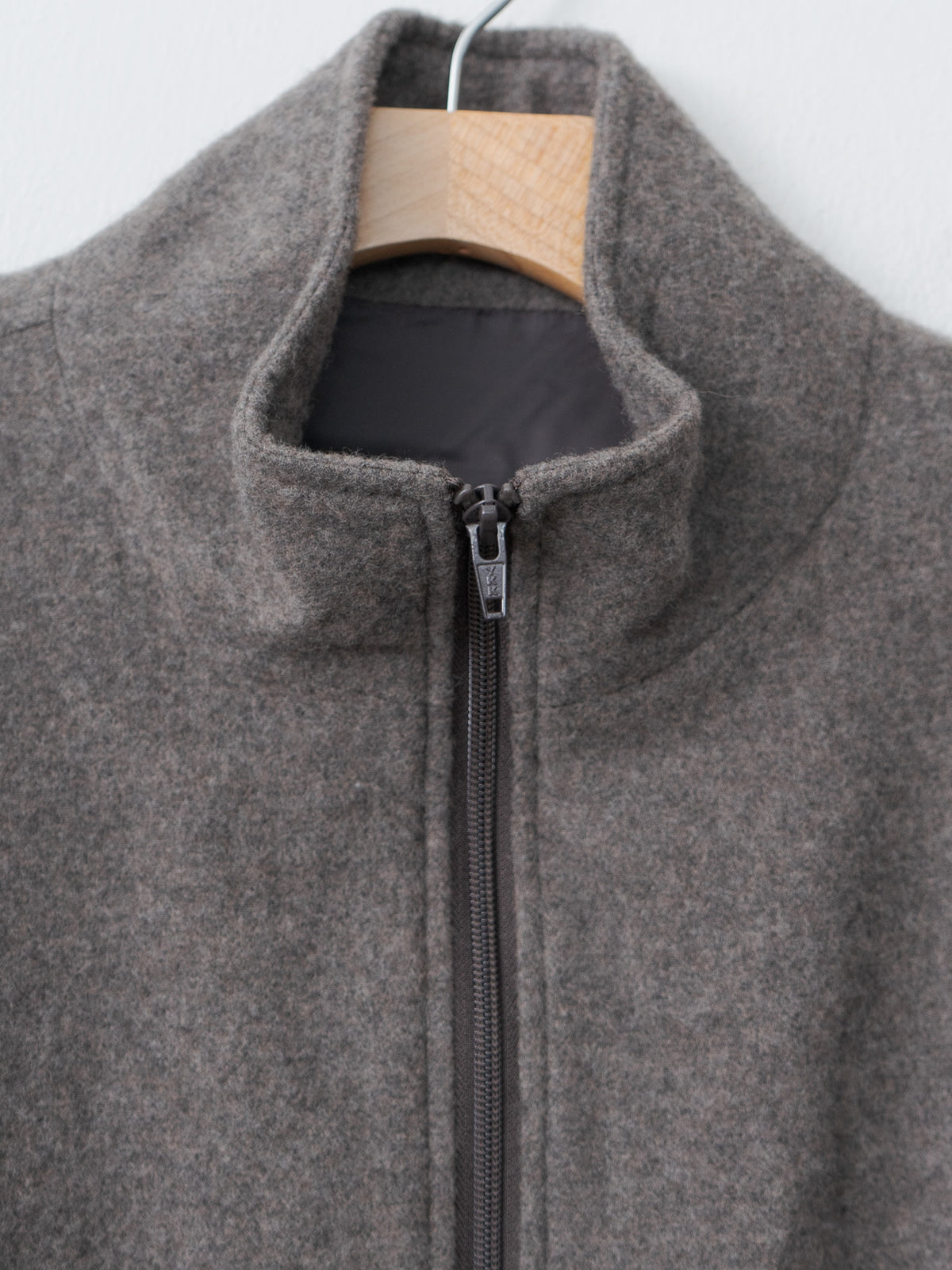 Namu Shop - ssstein Wool Cashmere Fleece Zip Blouson - Grey Brown