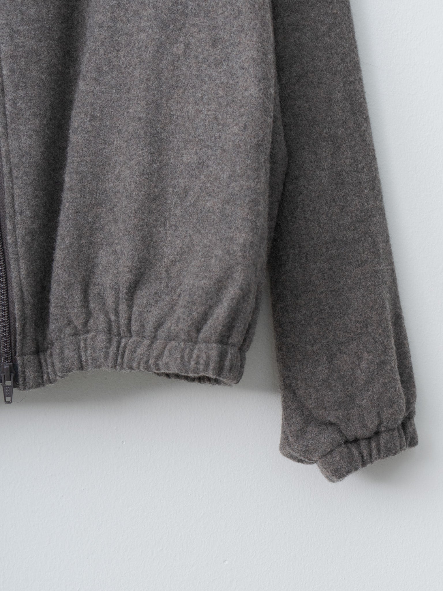 Wool Cashmere Fleece Zip Blouson - Grey Brown