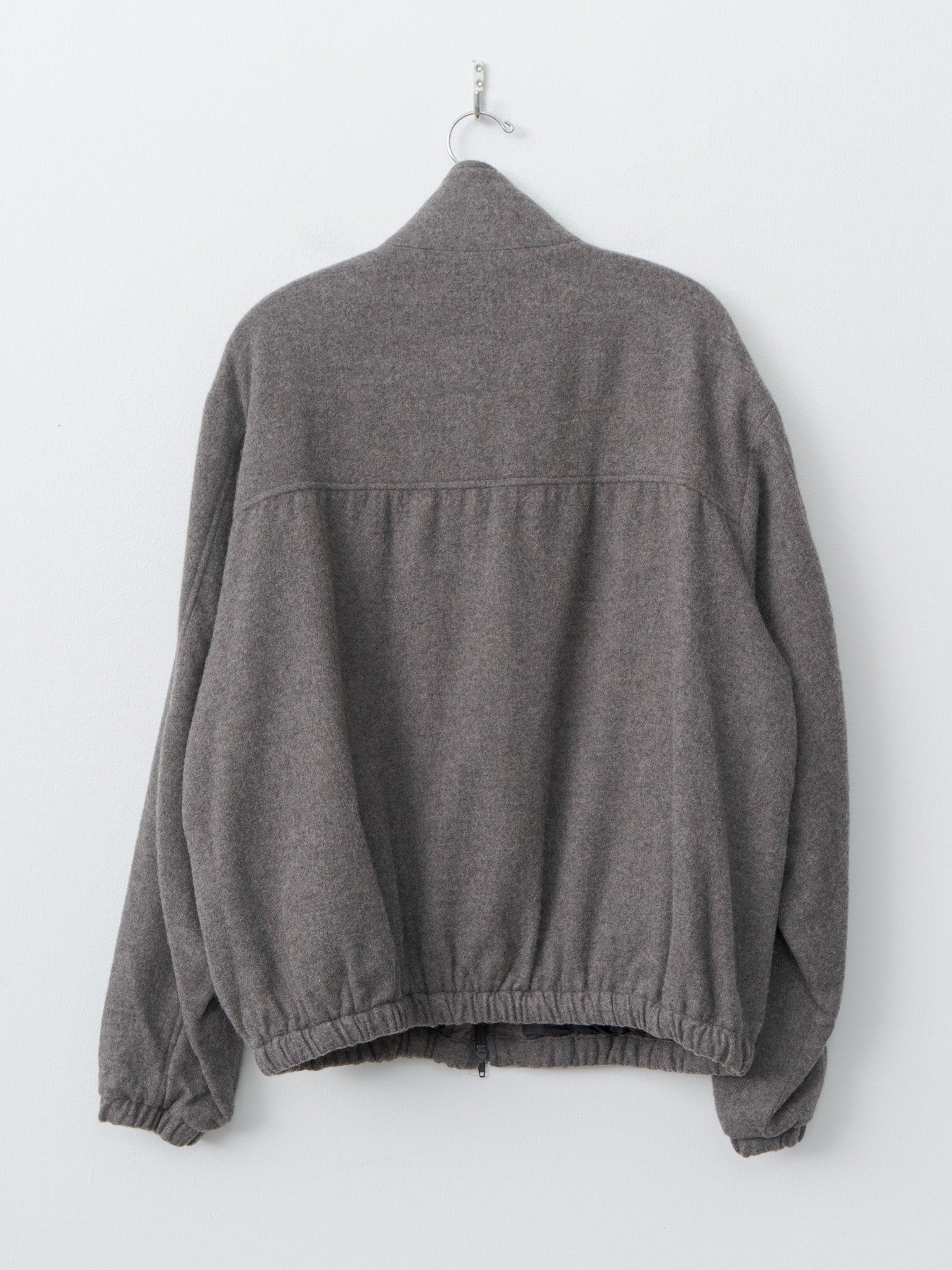 Wool Cashmere Fleece Zip Blouson - Grey Brown