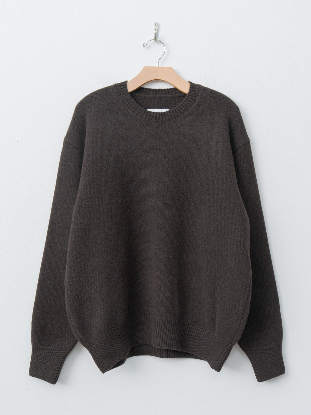 Extra Fine Wool Warm Knit Crewneck - Dark Brown