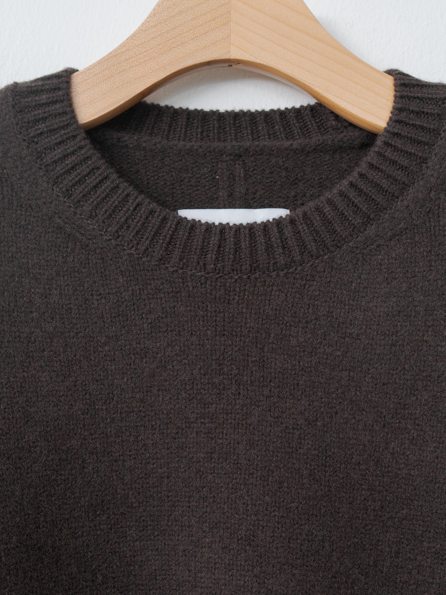 Extra Fine Wool Warm Knit Crewneck - Dark Brown