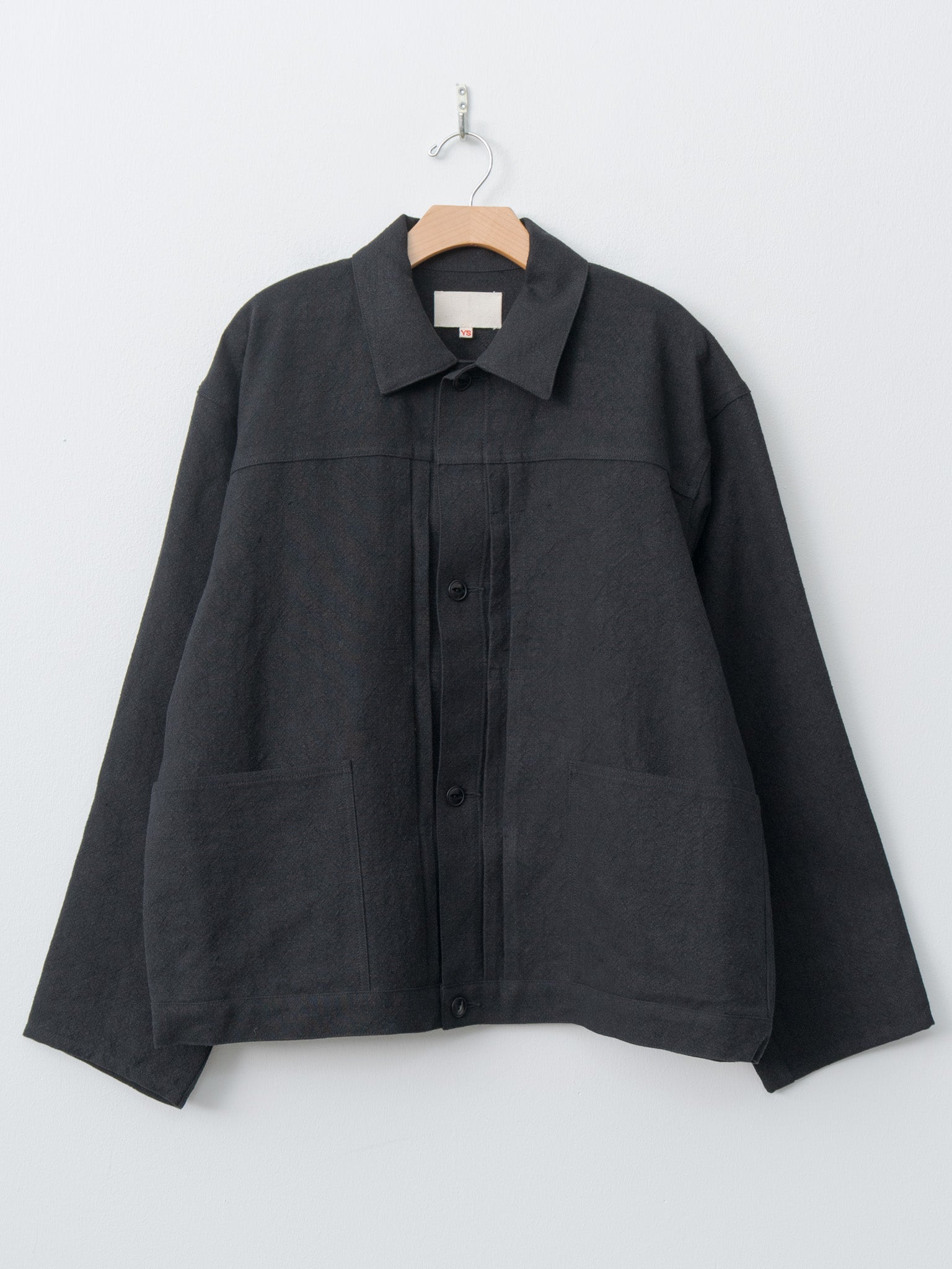 Max High Count Hemp Pleats Jacket - Black
