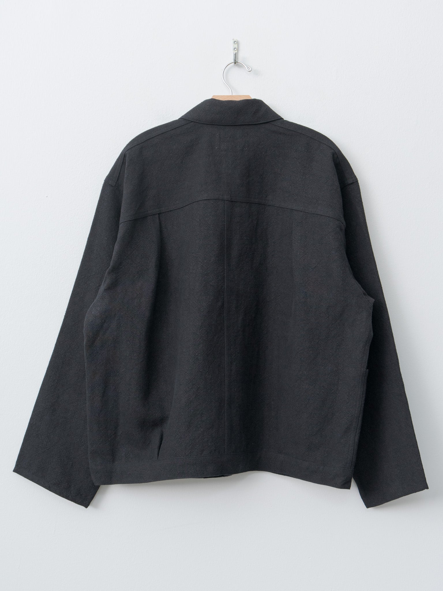 Max High Count Hemp Pleats Jacket - Black