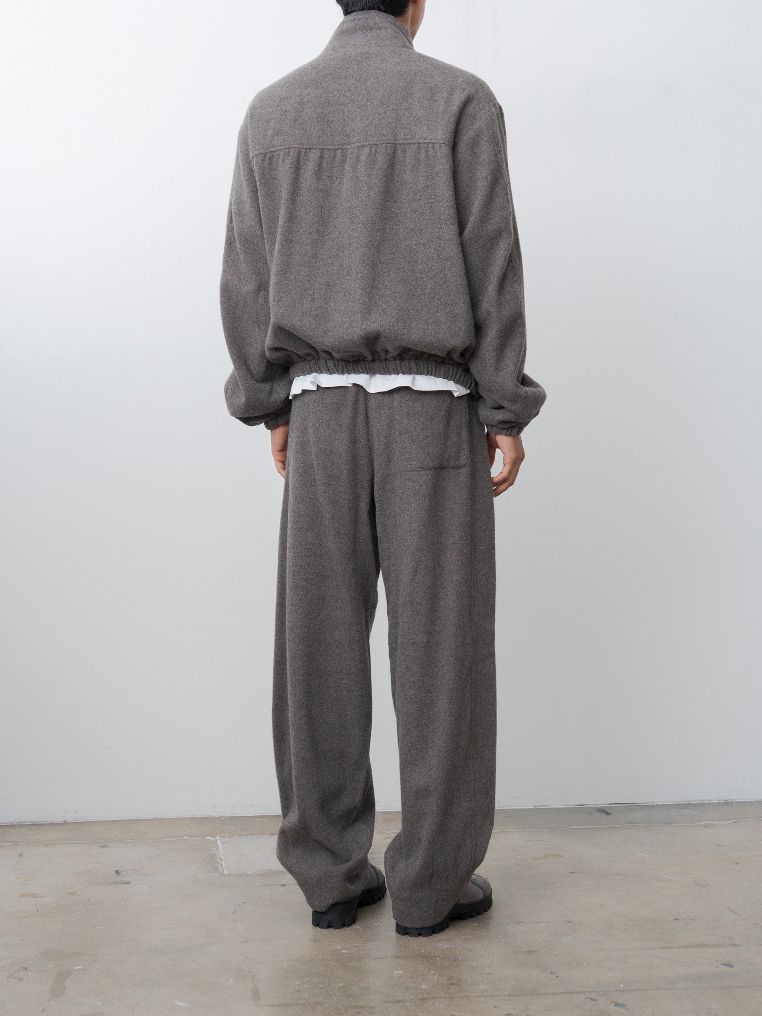 Wool Cashmere Fleece Easy Trouser - Gray Brown