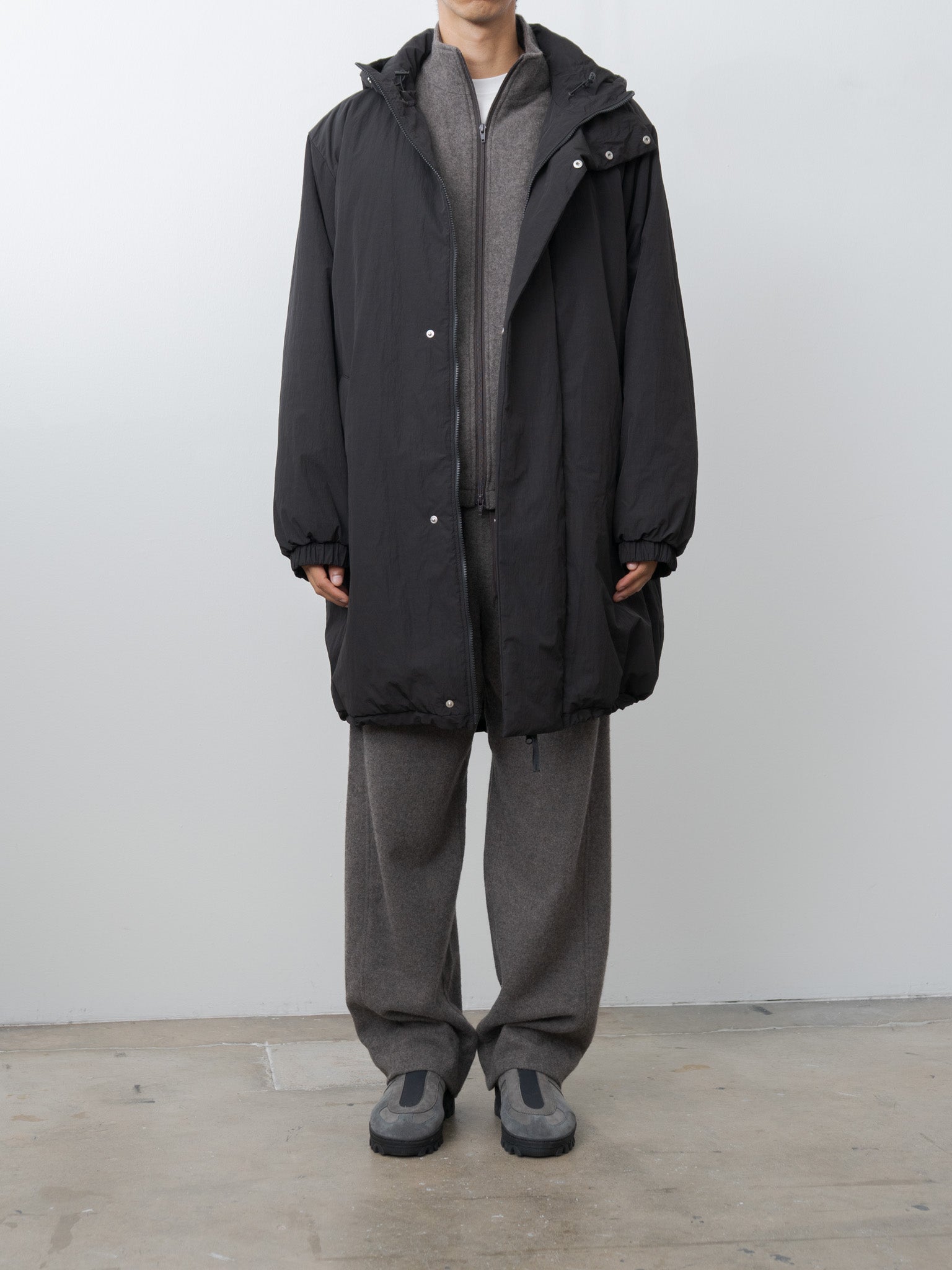Oversized Padded Hoodie Coat - Black