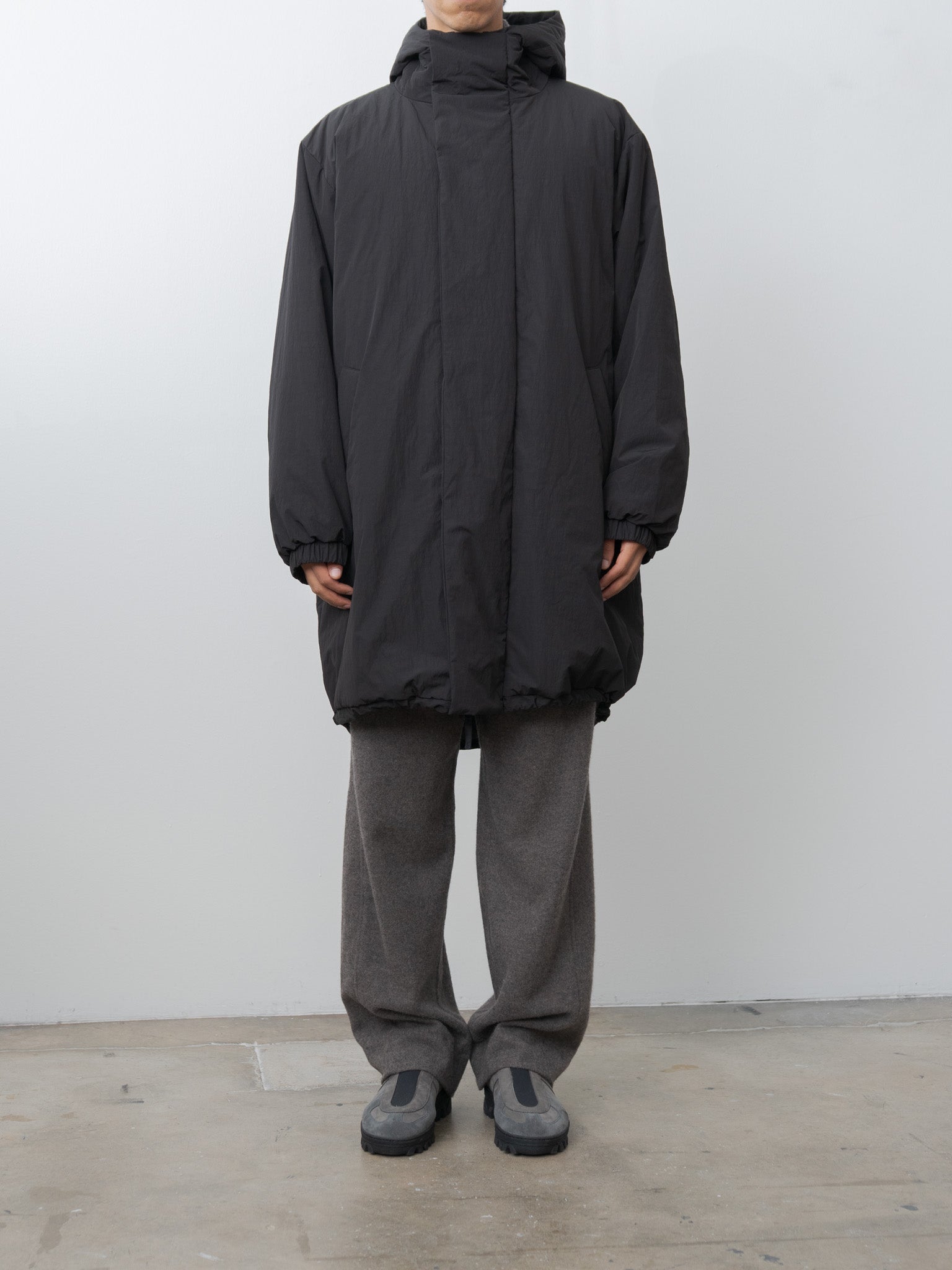 Oversized Padded Hoodie Coat - Black