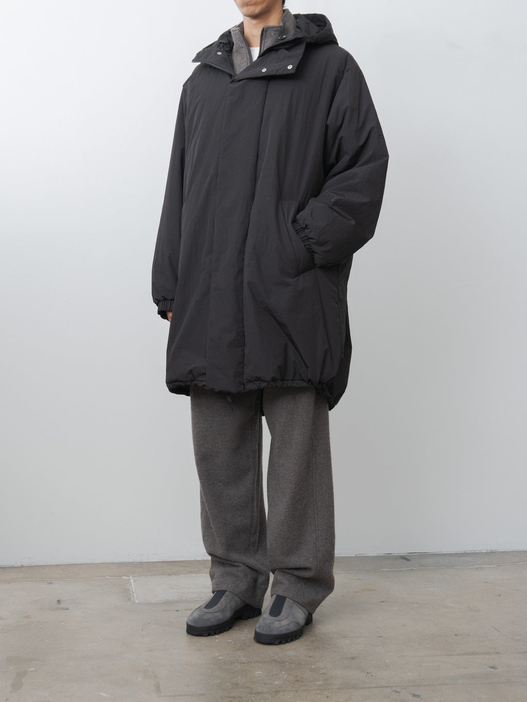 Oversized Padded Hoodie Coat - Black
