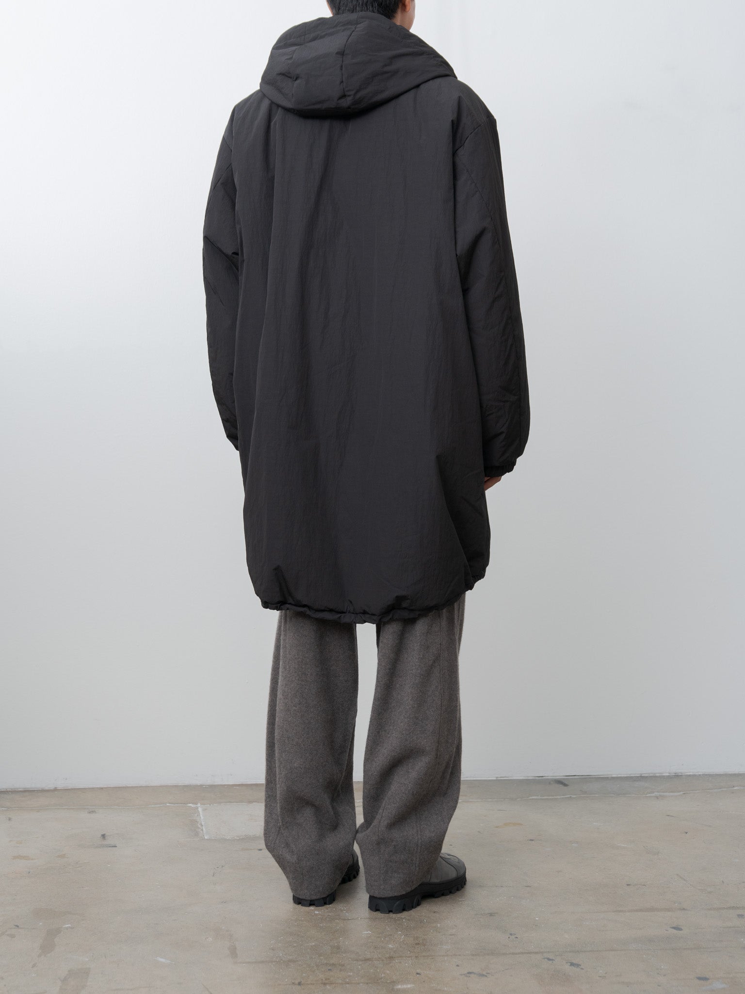 Oversized Padded Hoodie Coat - Black
