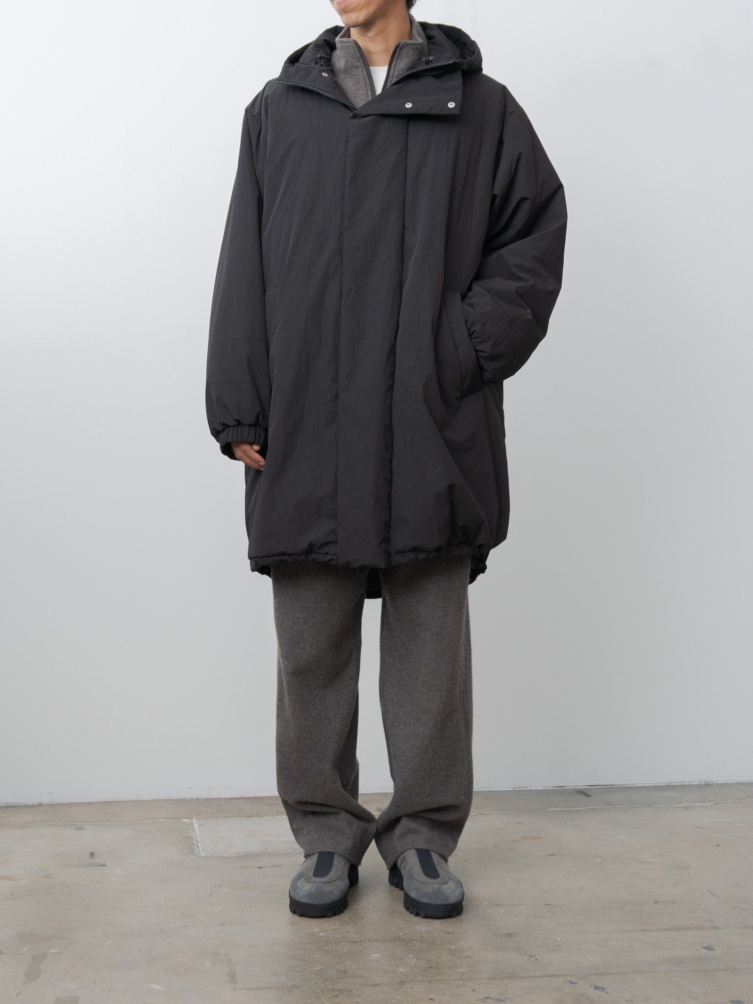 Oversized Padded Hoodie Coat - Black