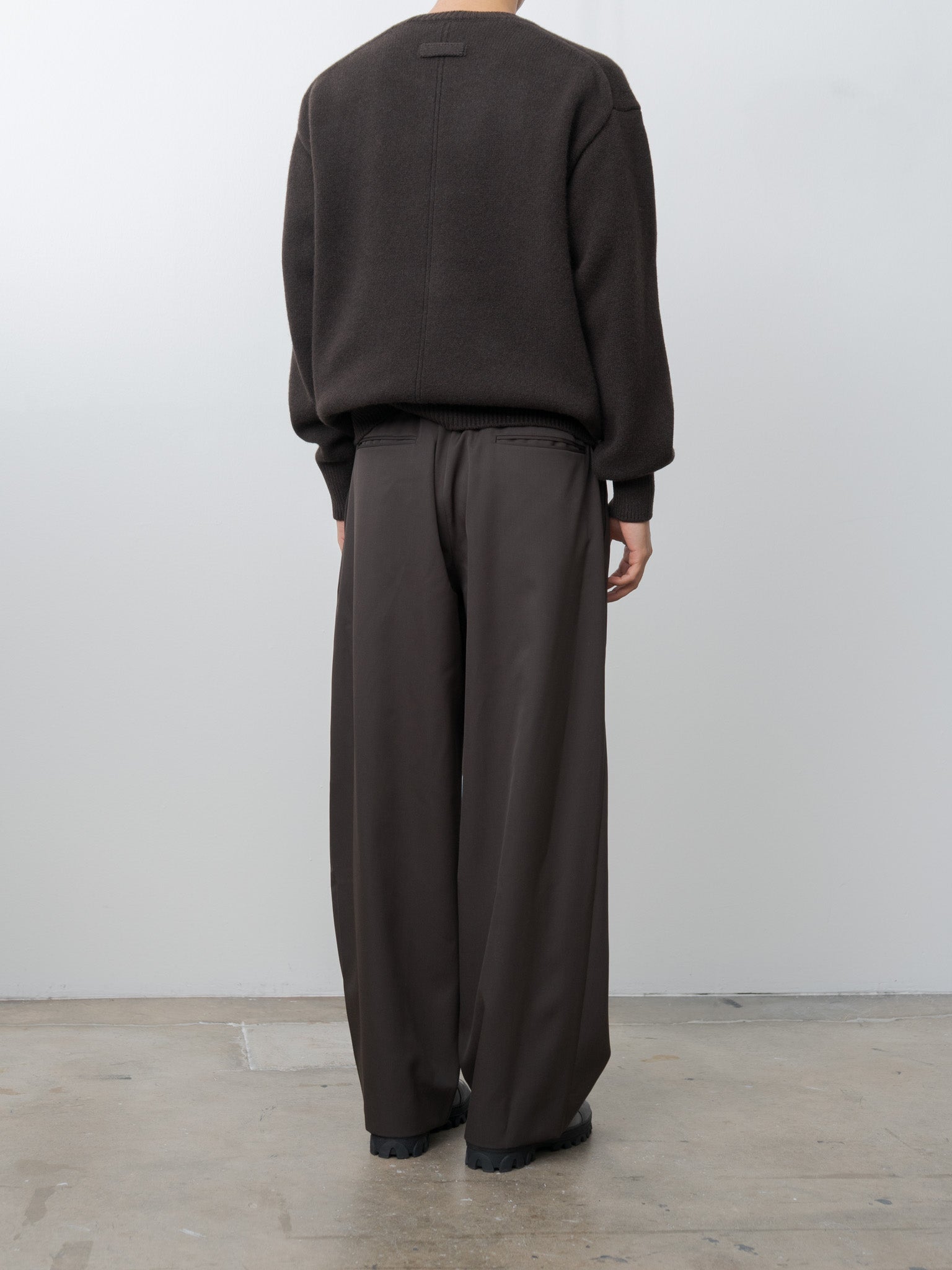 Extra Fine Wool Warm Knit Crewneck - Dark Brown