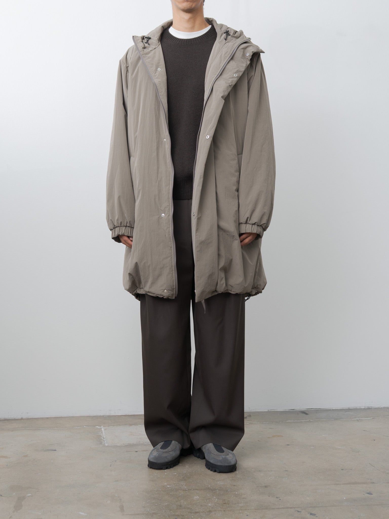 Oversized Padded Hoodie Coat - Taupe