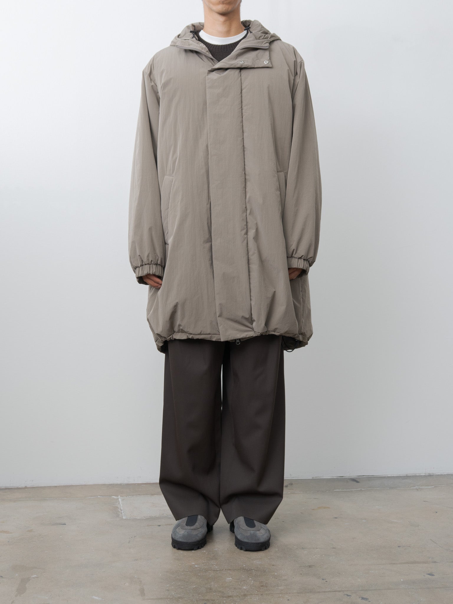 Oversized Padded Hoodie Coat - Taupe