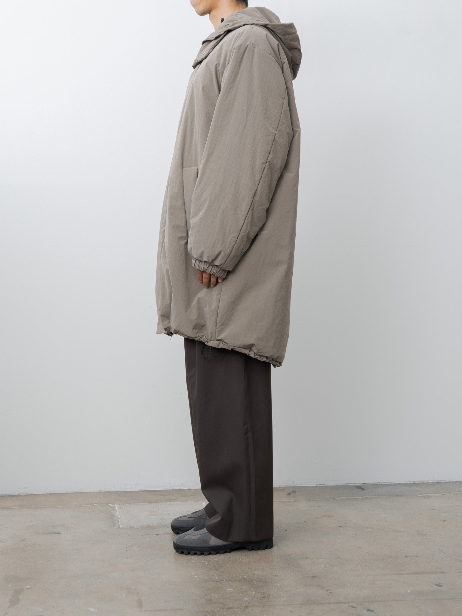 Oversized Padded Hoodie Coat - Taupe