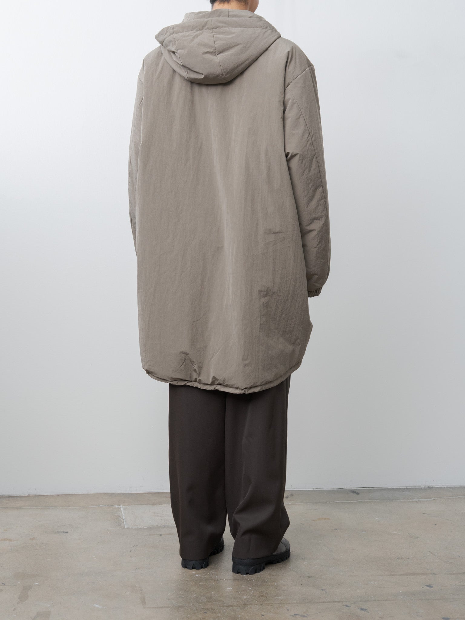 Oversized Padded Hoodie Coat - Taupe