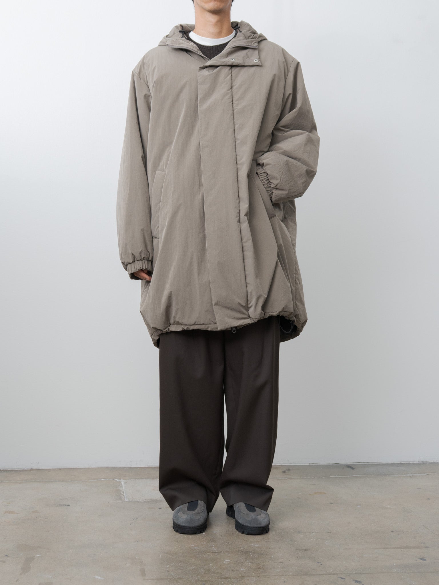 Oversized Padded Hoodie Coat - Taupe