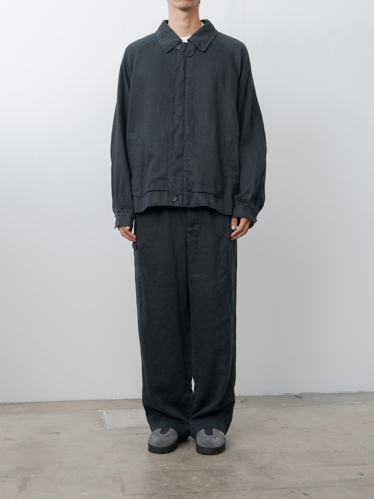 Namu Shop - ssstein Heavy Linen Herringbone Zip Jacket - Black