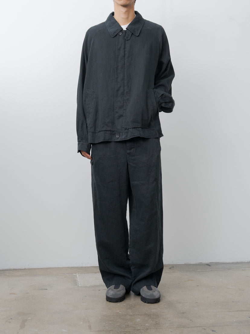 Namu Shop - ssstein Heavy Linen Herringbone Zip Jacket - Black
