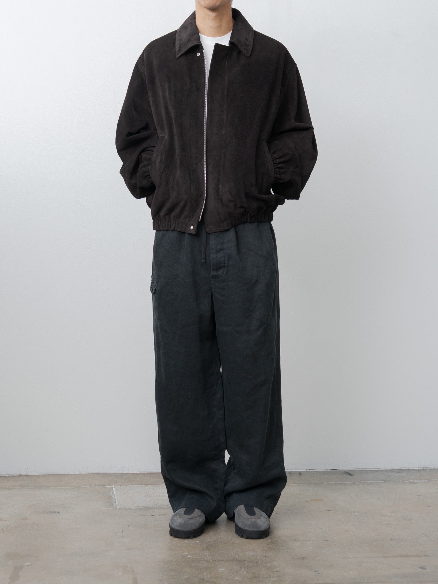 Suede Zip Short Jacket - Dark Brown