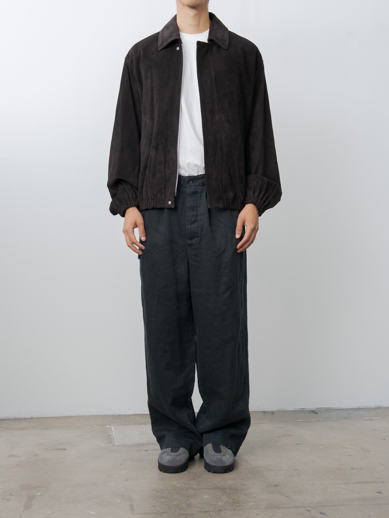 Suede Zip Short Jacket - Dark Brown