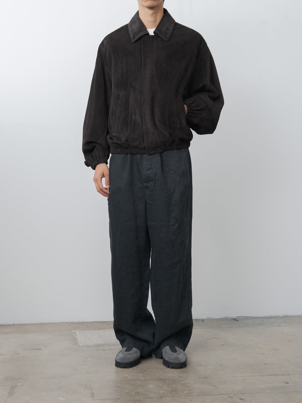 Suede Zip Short Jacket - Dark Brown