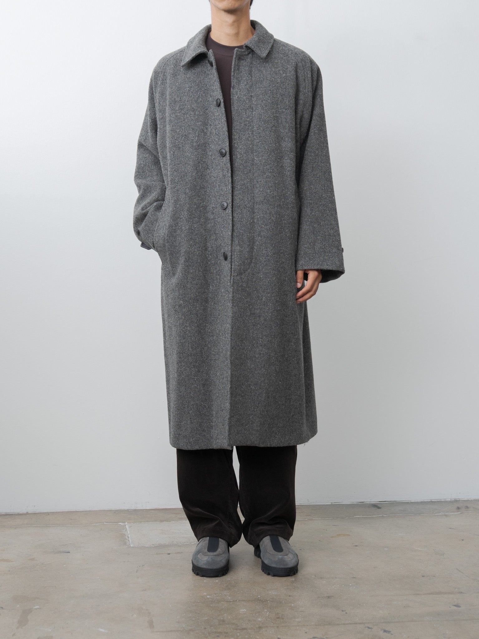 Kemp Melton Wool Bal Collar Coat - Charcoal Gray
