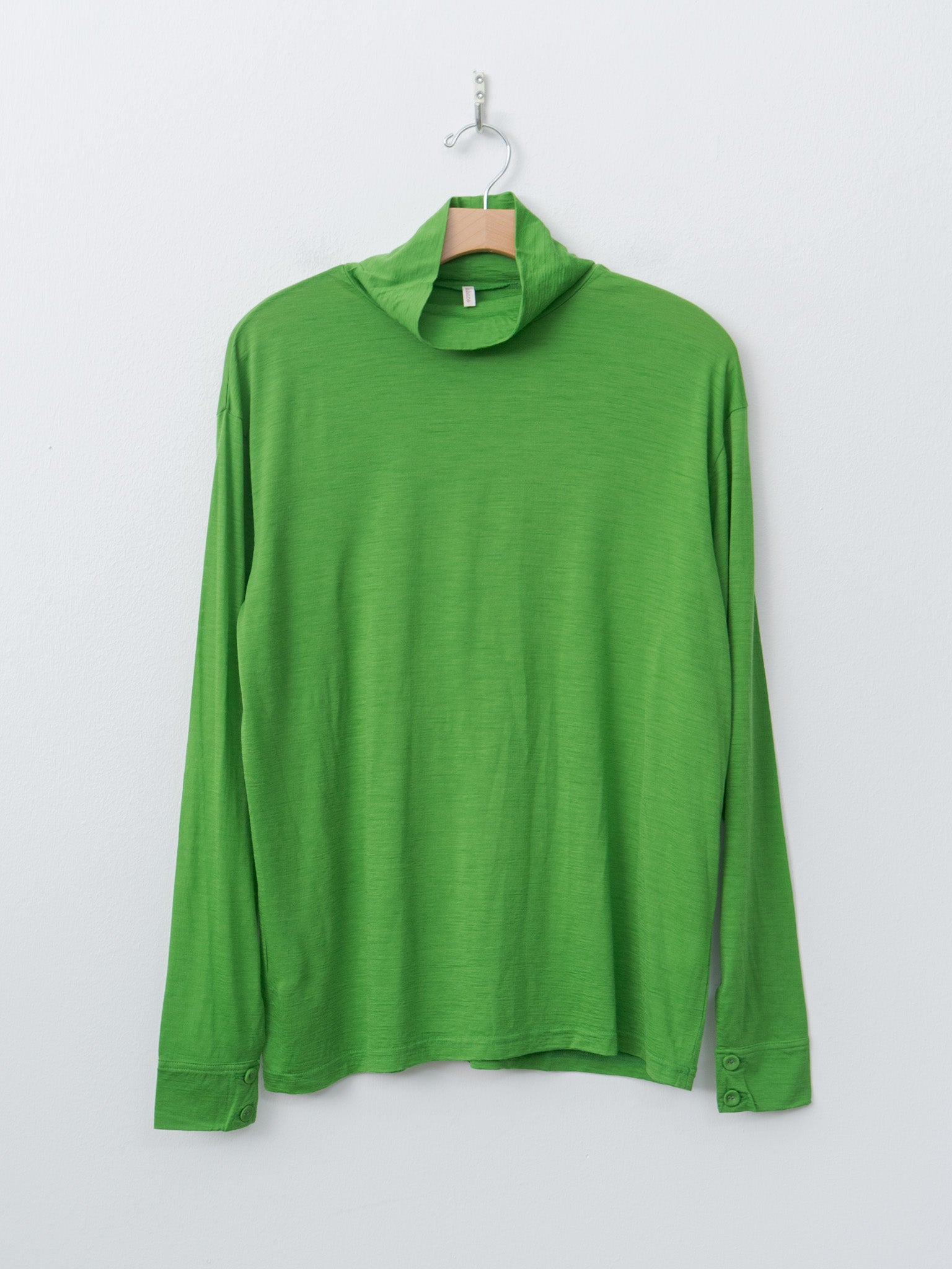Wool Jersey High Neck Pullover - Green