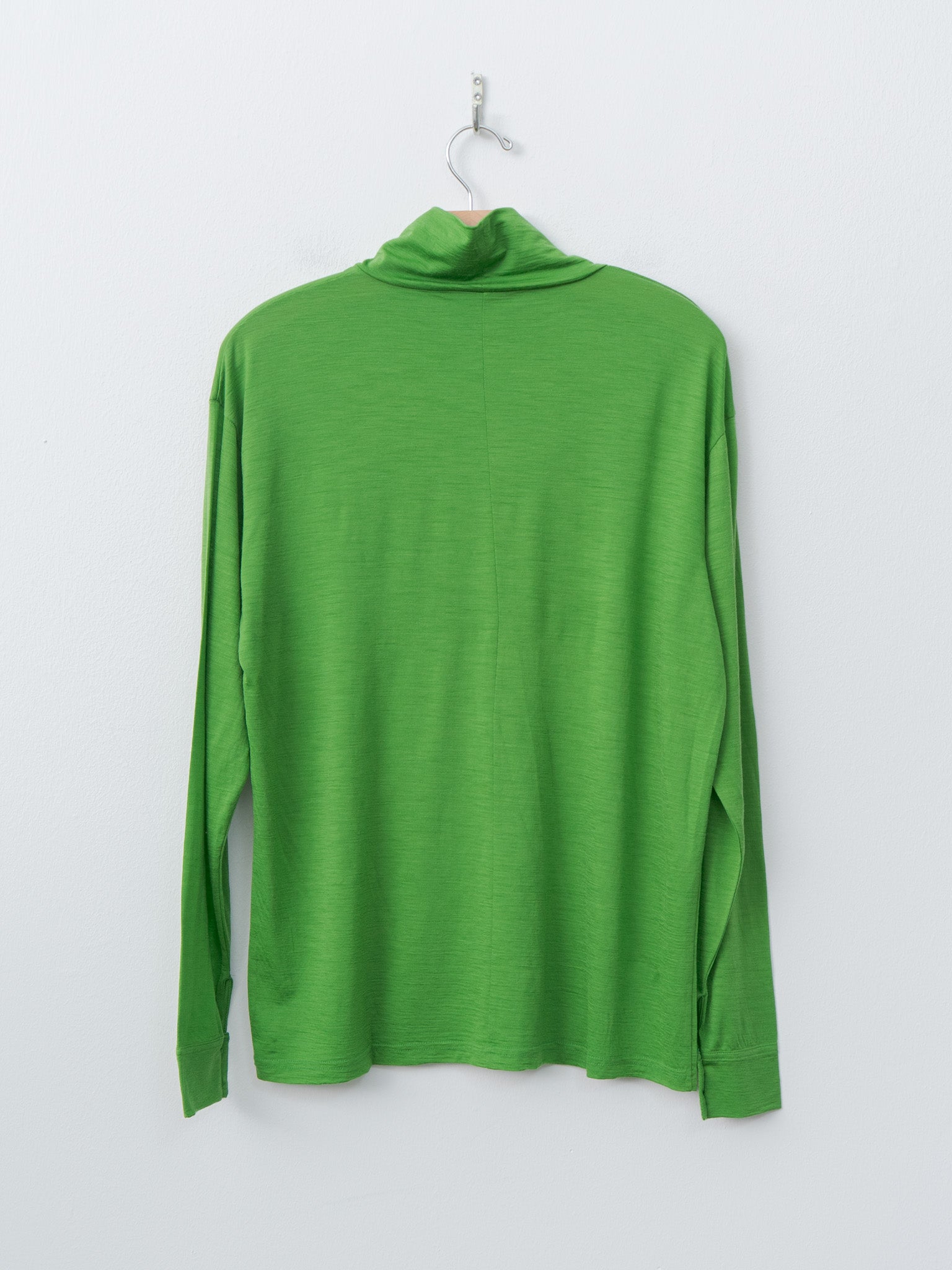 Wool Jersey High Neck Pullover - Green