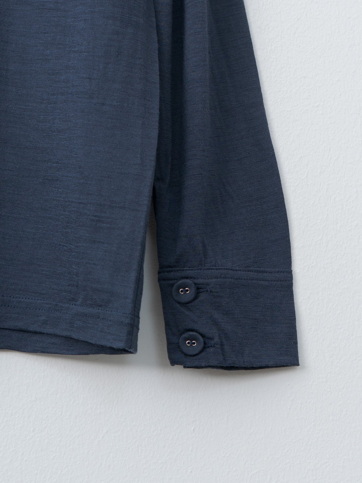 Wool Jersey High Neck Pullover - Navy