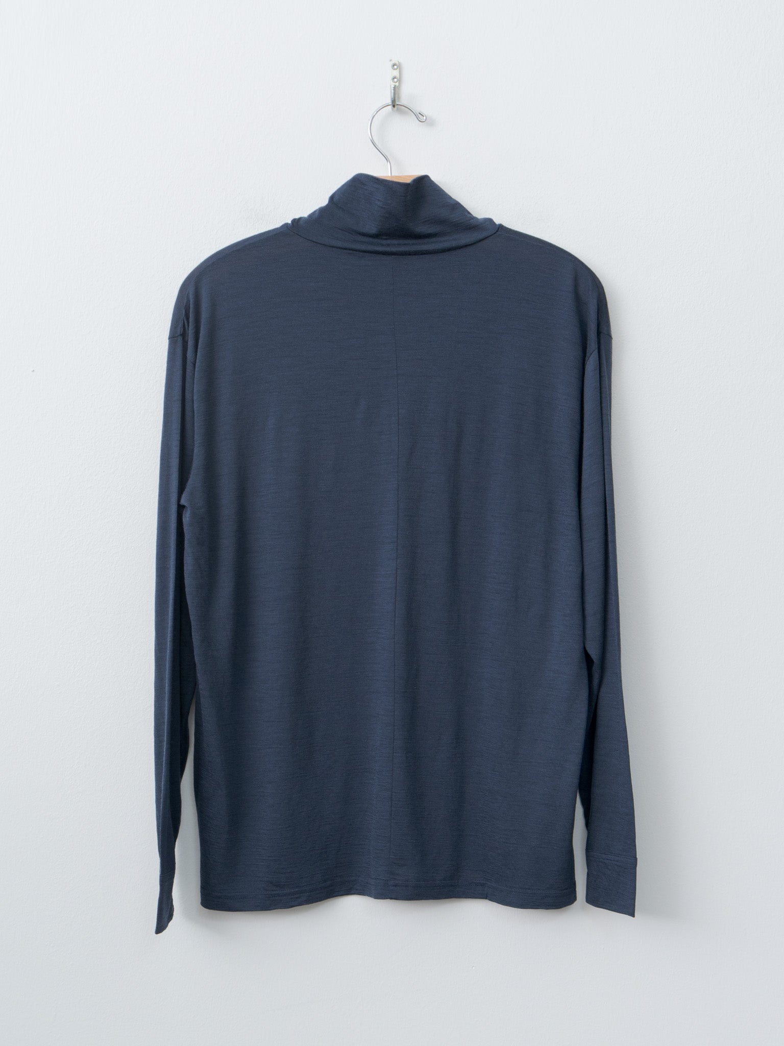 Wool Jersey High Neck Pullover - Navy