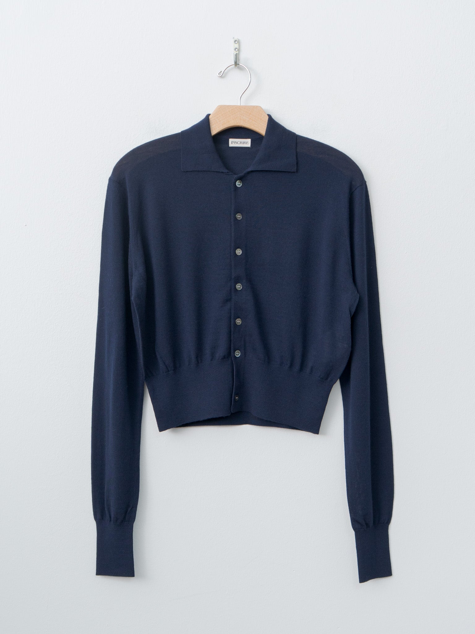 Wool Polo Cardigan - Navy