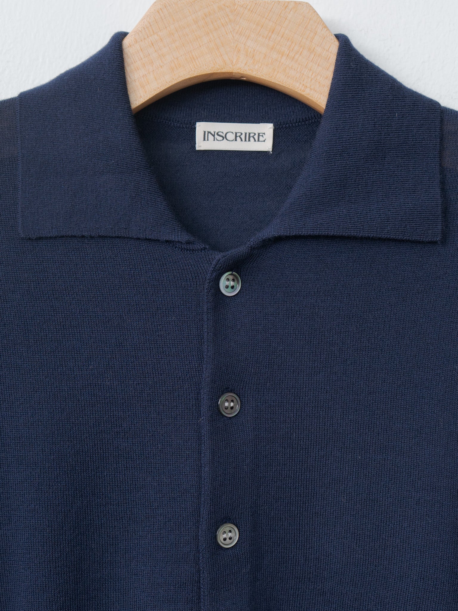 Wool Polo Cardigan - Navy