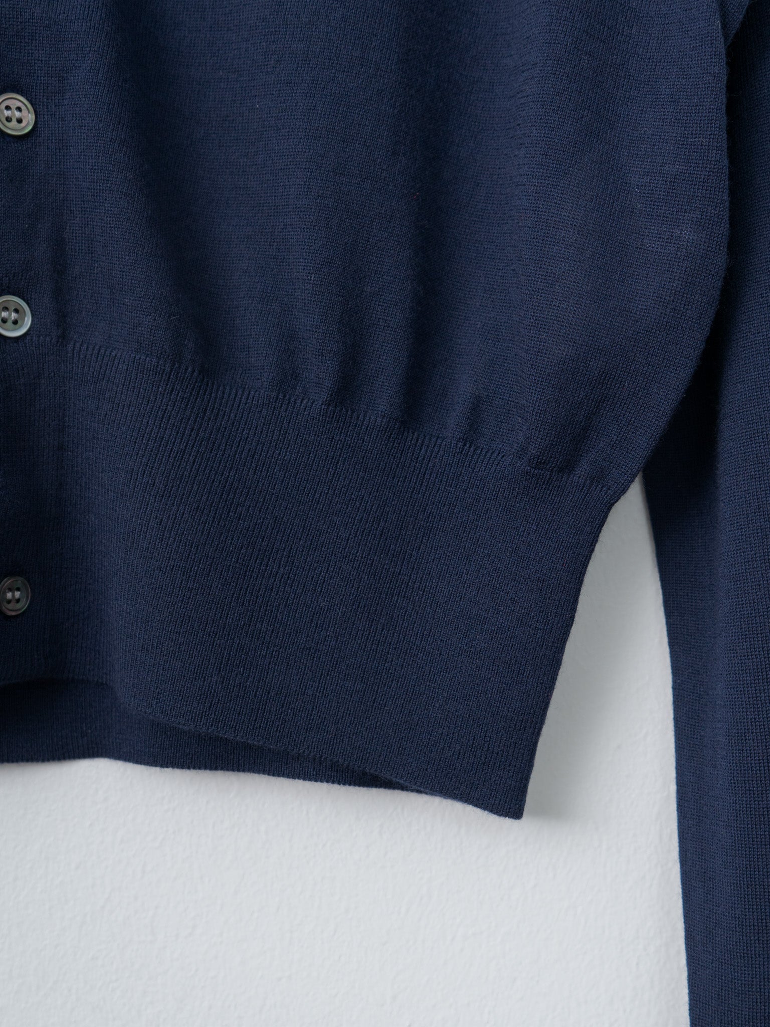 Wool Polo Cardigan - Navy