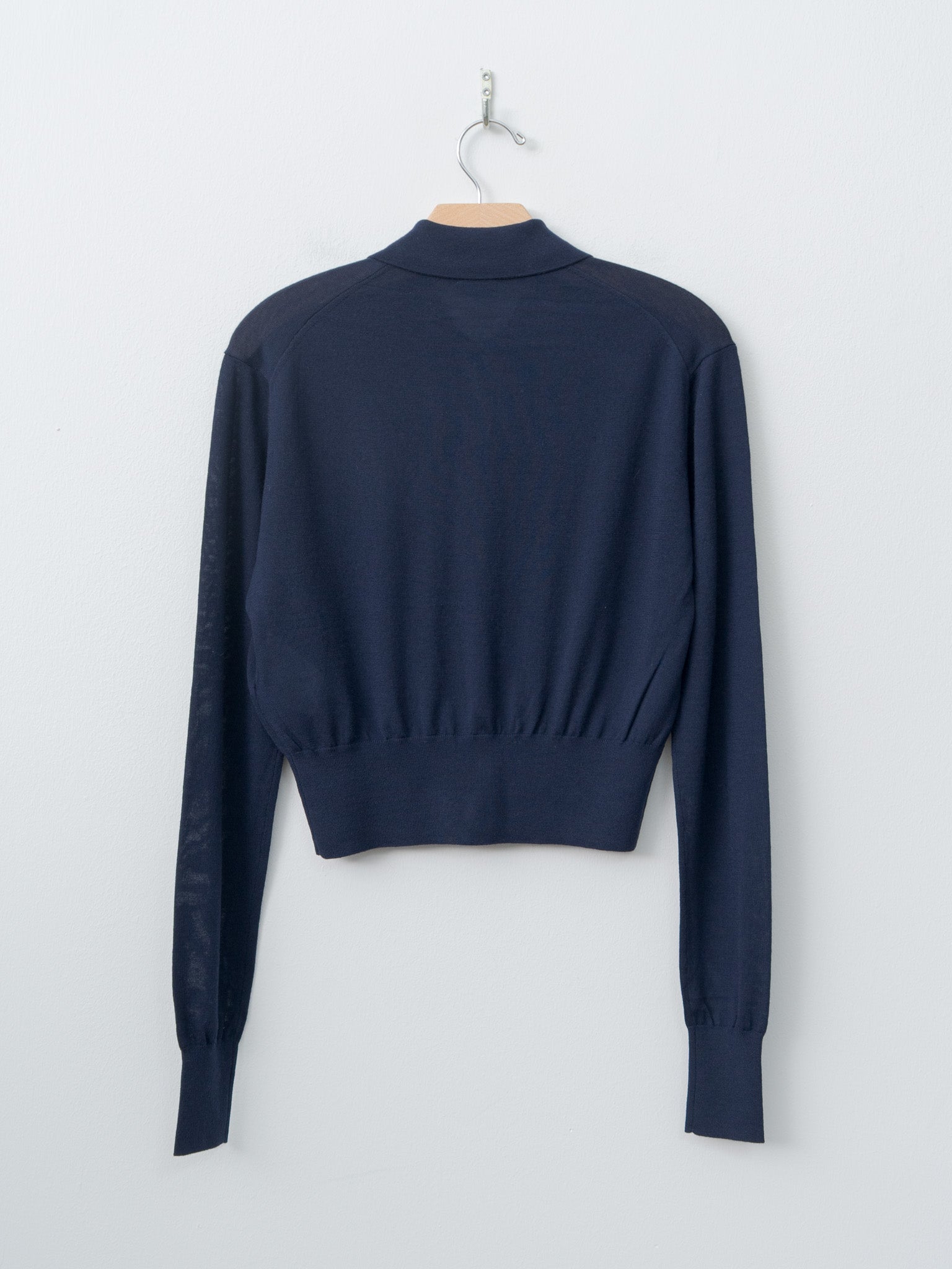 Wool Polo Cardigan - Navy
