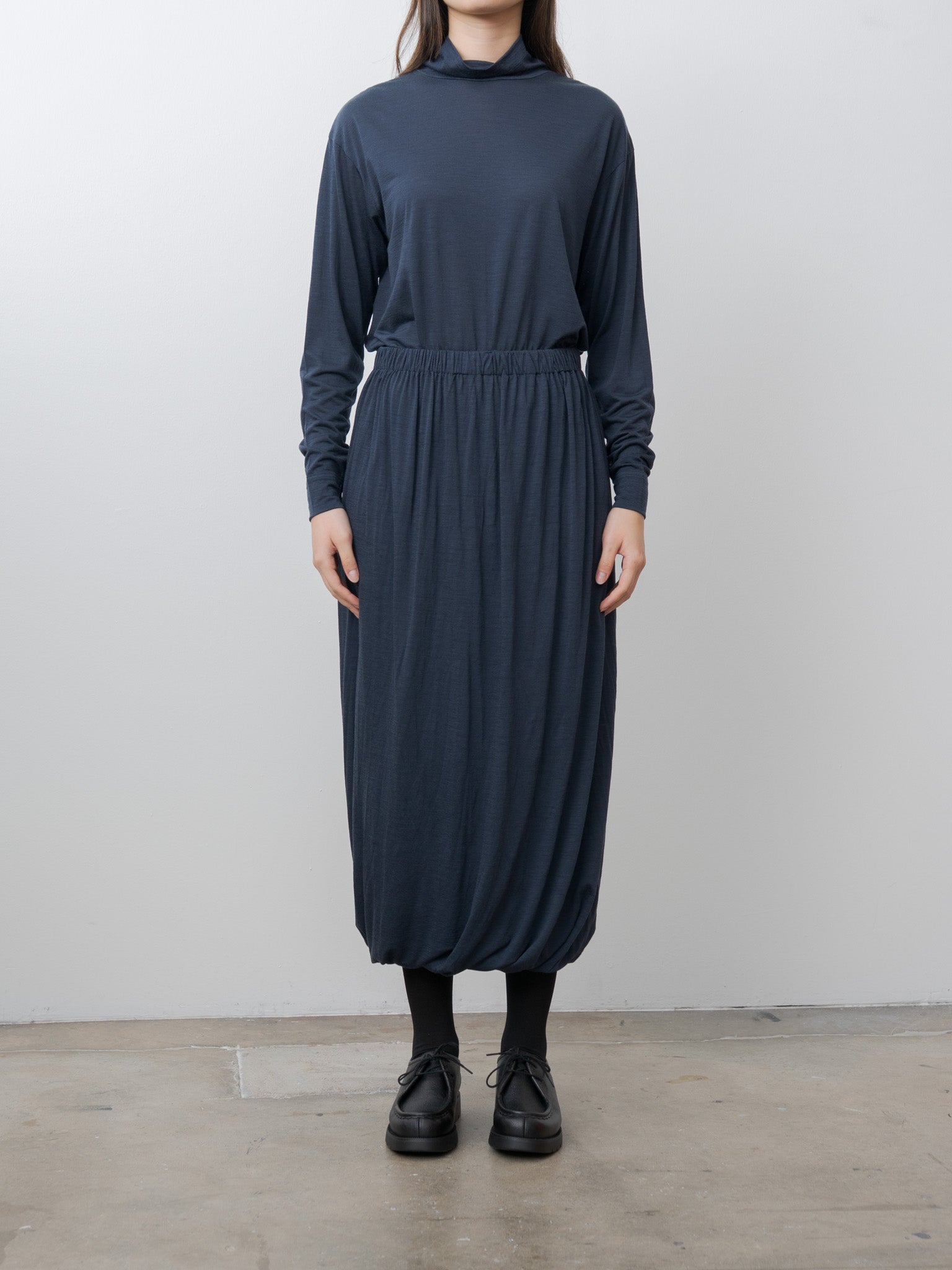 Wool Jersey Skirt - Navy