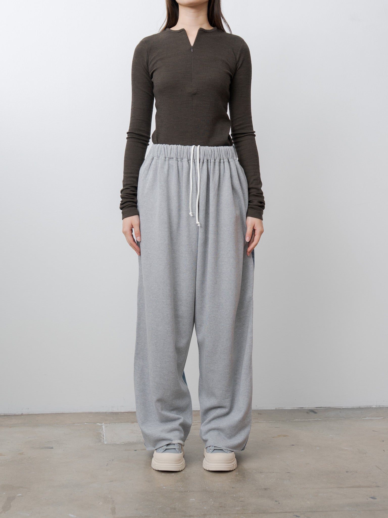 Hybrid Sweat Denim Pants - Blue Used x Light Gray