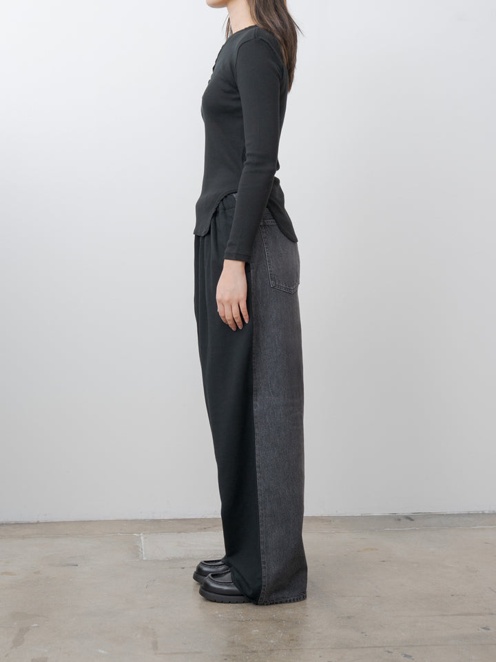 Hybrid Sweat Denim Pants - Black x Black