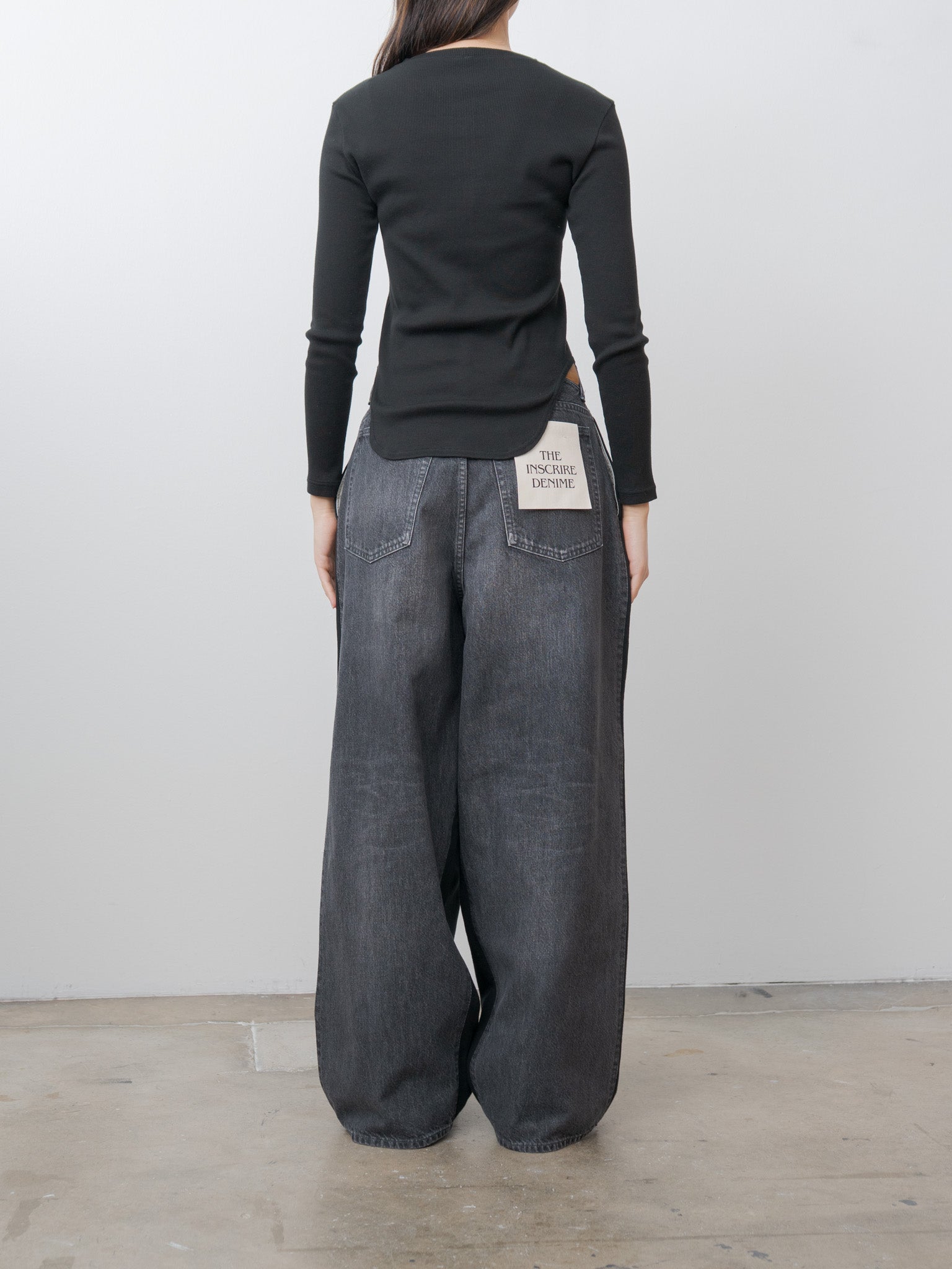 Cotton/Silk Henley Neck Long Sleeve T-Shirt - Black