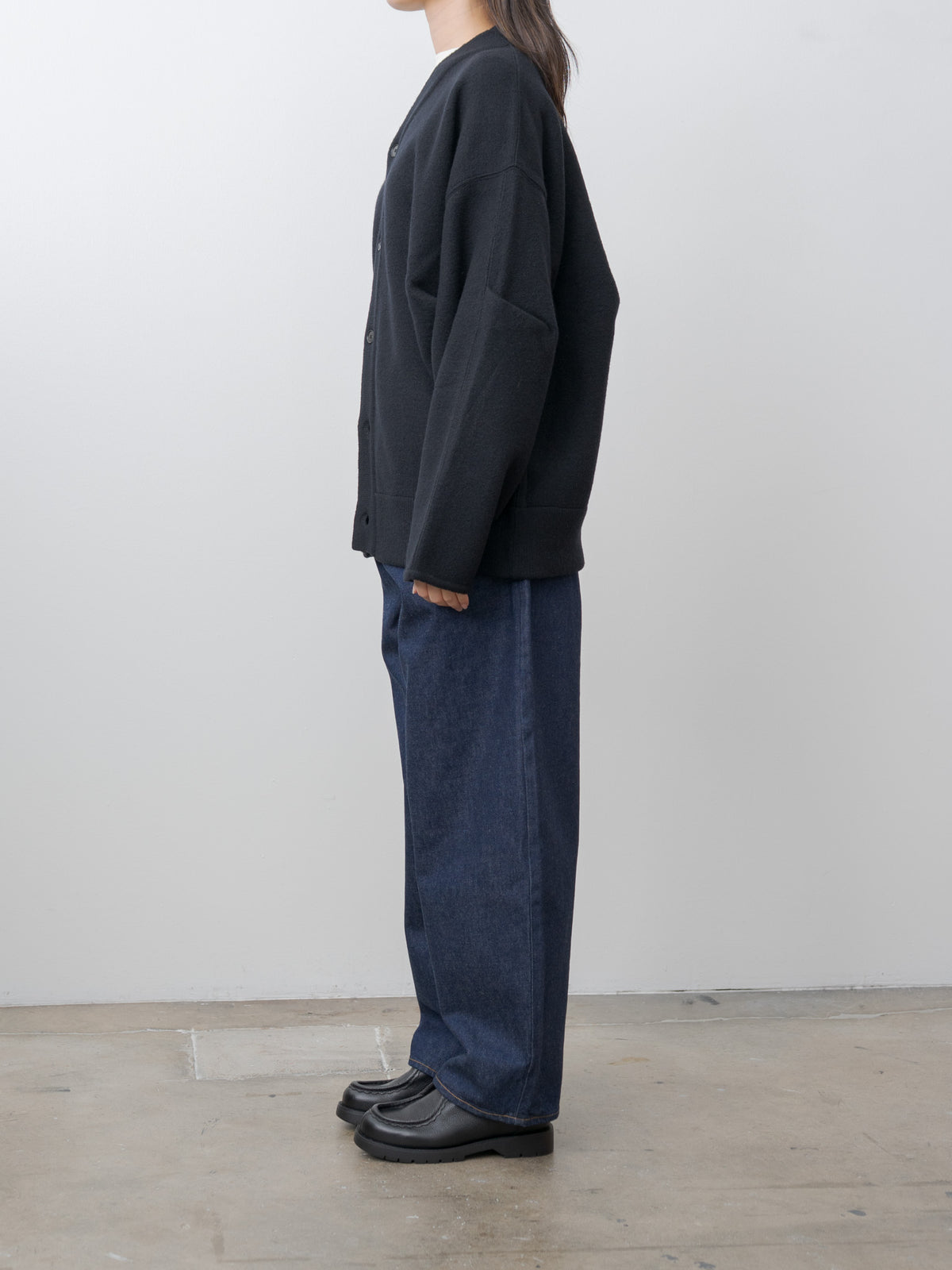 Namu Shop - ssstein Extra Fine Wool Knit Tucked Cardigan Coatigan - Black