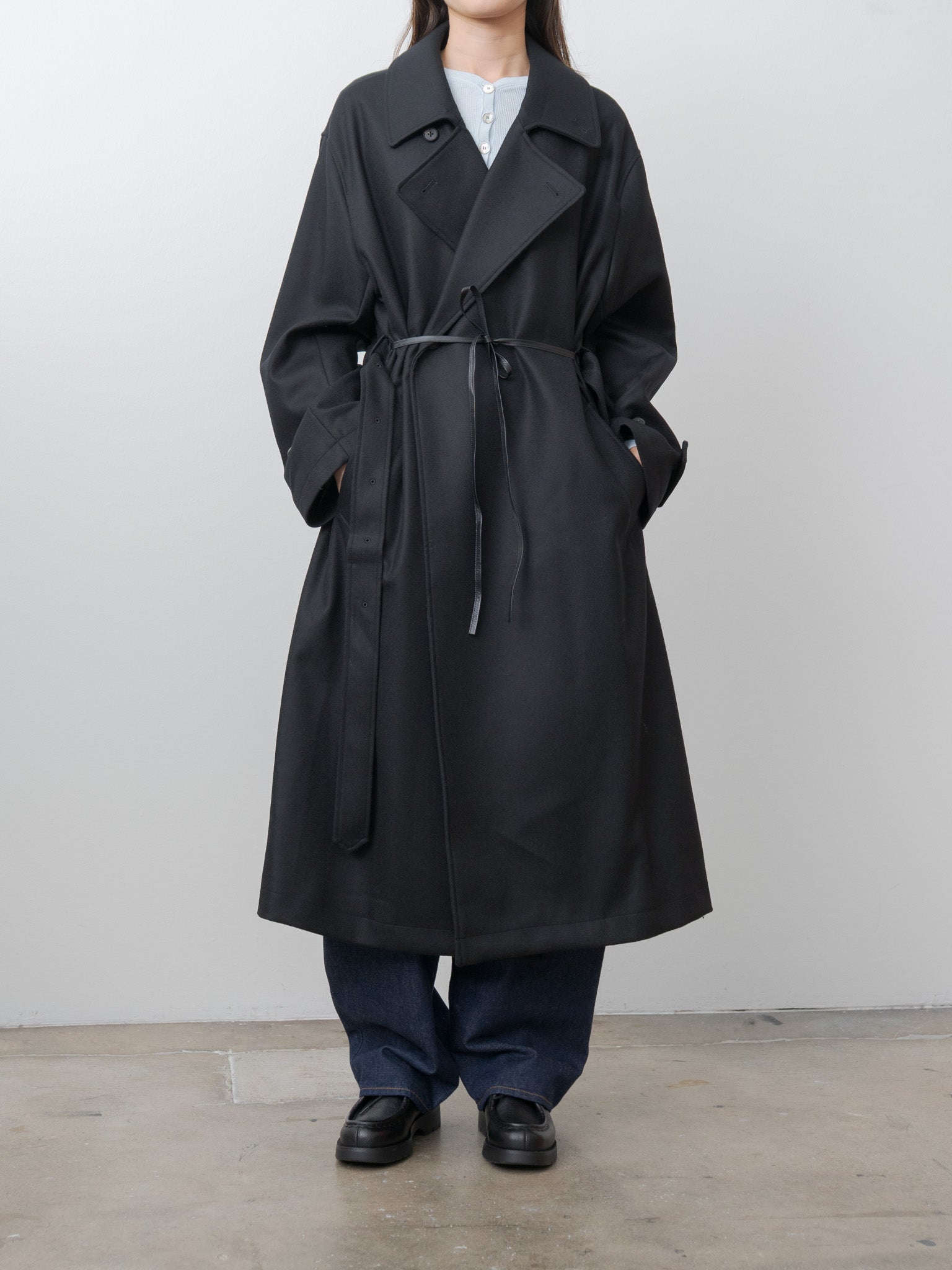 Cotton/Silk Henley Neck Long Sleeve T-Shirt - Light Blue