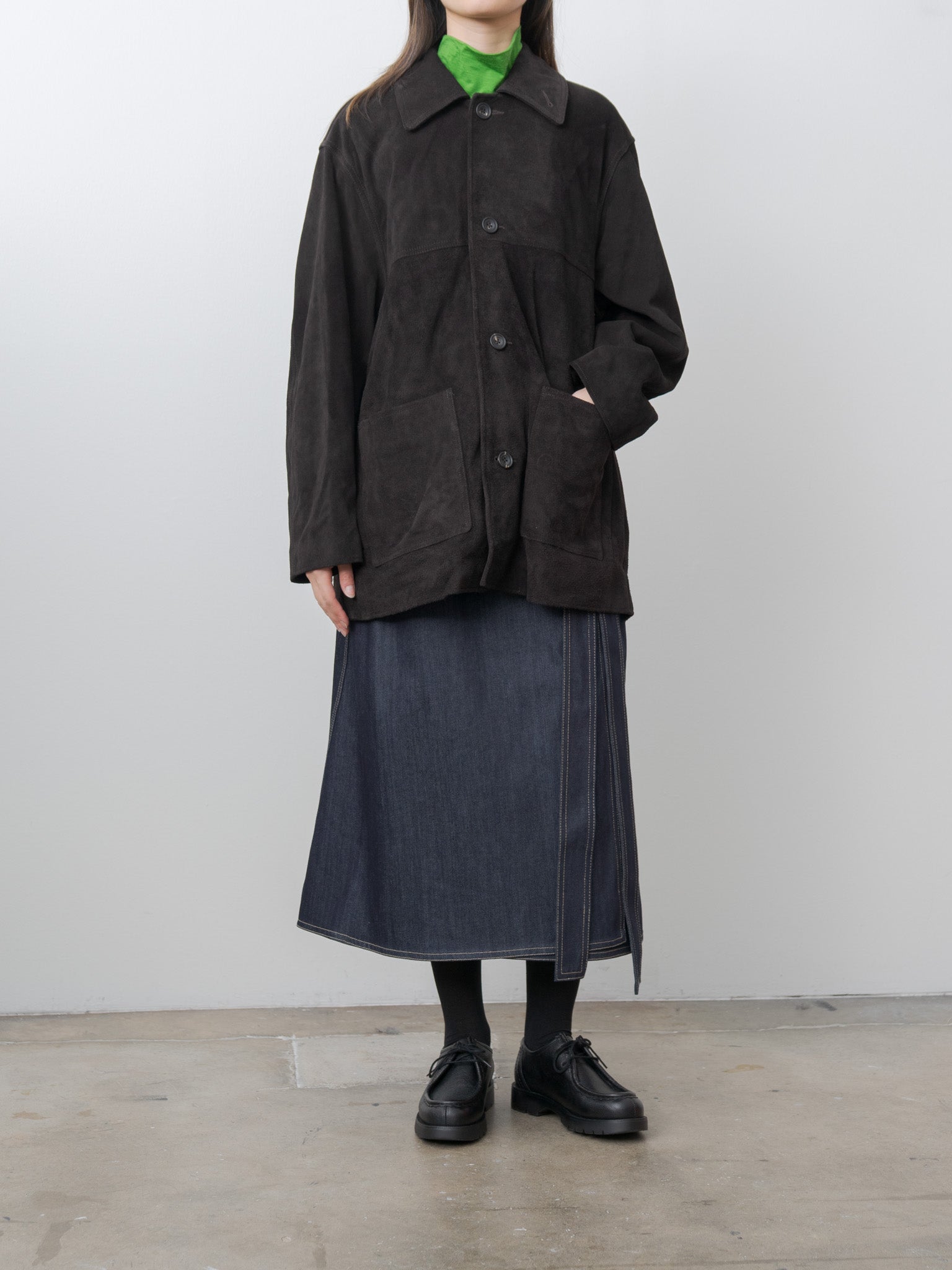 Suede Zip Car Jacket - Dark Brown