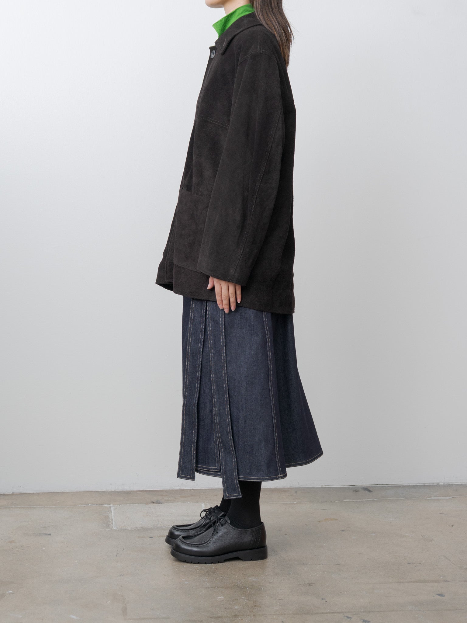 Suede Zip Car Jacket - Dark Brown