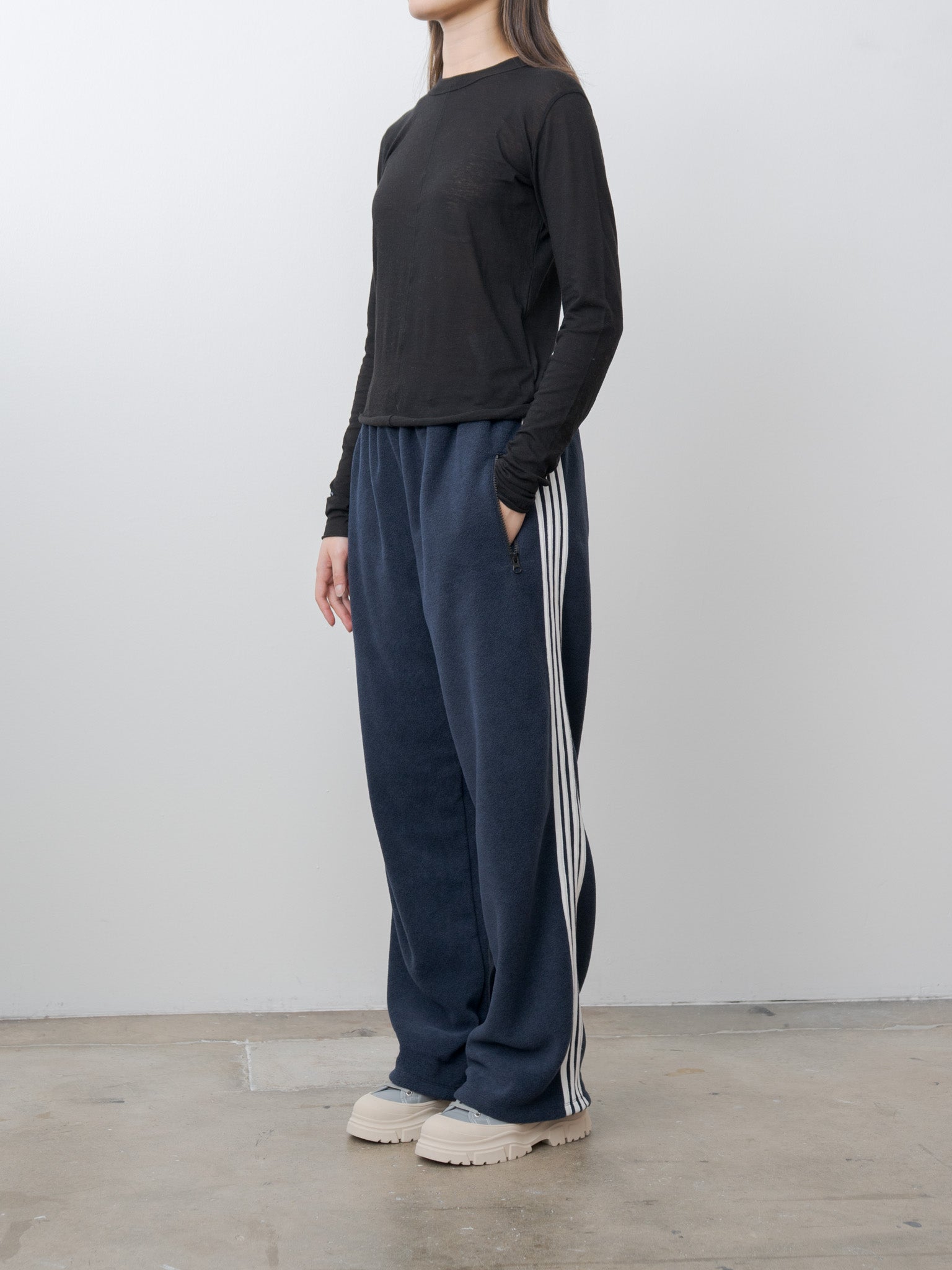 Fleece Loose Fit Track Pants - Navy